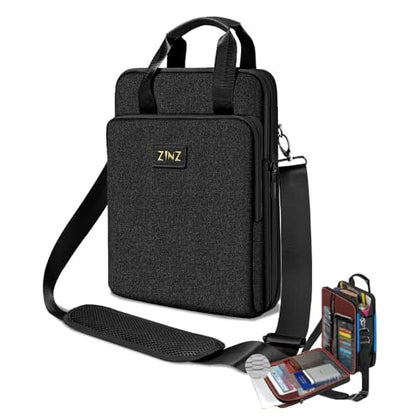 Laptop Shoulder Bag 12.3-13 inch Case Sleeve, Expandable Handbag with Valuables Compartment Compatible with MacBook Air/Pro/Neo 13", iPad 12.9"/13"/11", Shockproof,Black - color: Black