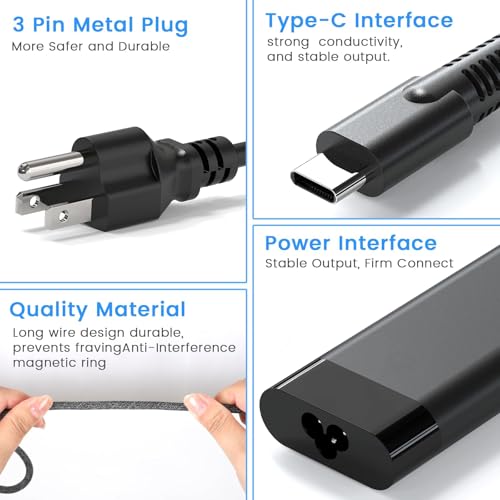 110W USB-C Laptop Charger Compatible with HP ZBook Firefly 16 G9 G10 EliteBook 865 G9 860 G10 Dragonfly Pro Chromebook14 Ceramic White HP Elite Dragonfly G3 Series G3 Notebook PC AC Adapter