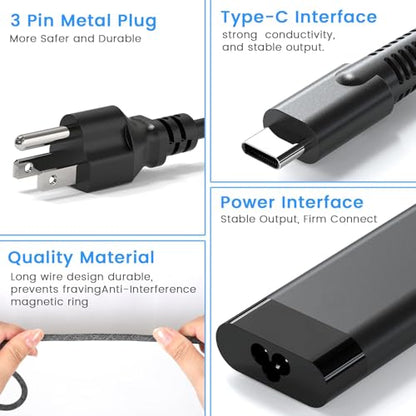 110W USB-C Laptop Charger Compatible with HP ZBook Firefly 16 G9 G10 EliteBook 865 G9 860 G10 Dragonfly Pro Chromebook14 Ceramic White HP Elite Dragonfly G3 Series G3 Notebook PC AC Adapter