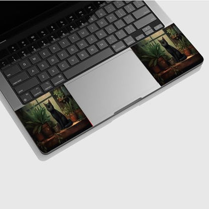 Universal Laptop Skin Sticker with 2 Wrist Pad Skins, Waterproof Scratch Resistant Vinyl Laptop Cover Decal, Cut to Fit for 11–15.6 Inch MacBook HP Dell Lenovo, Black Cat on Window Sill - color: Black Cat on Window Sill