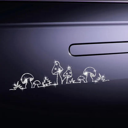 2pcs Sparkling Mushroom Flower Plant Lovers Self-Adhesive PVC Rainbow Glittery Decal Sticker for Cars, Laptops, Trucks, Motorcycles Wall Window Luggage Scratch Cover Door Multi-Surface Decor Sticker