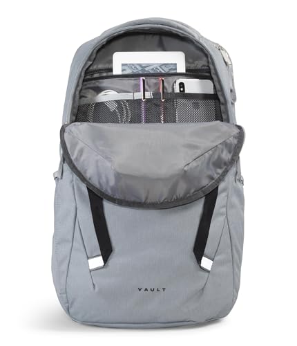 The North Face Vault Everyday Laptop Pack, Mid Gy Dk Hth/TNF Blk-NPF, OSFA | Commuter Travel Bag, Water-Repellent Finish, Spacious Compartment - color: Mid Grey Dark Heather/Tnf Black-npf