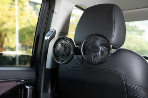 Pelidox Car Fan for Backseat - 3 Speeds 360° Rotation Dual Head USB Back Seat Cooling Fan Kids Baby Quiet Fan with LED Display for Almost Vehicle Jeep Van RV Truck - size: Large