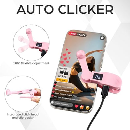 Sabary 1 Sets Auto Clicker for Smart Phone, Fast Screen Tapping Device Auto Tapper Continuous Click Simulation Finger for Game, Live Likes, Flash Deal, Reward Task, Plug and Play (Pink) - color: Pink