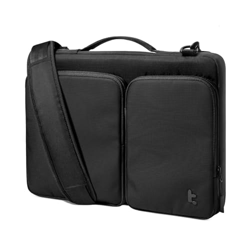 tomtoc 360° Protective Laptop Shoulder Bag for 15.6 Inch Laptop, Fit Acer Aspire 3/5/7, Dell Inspiron/XPS, ASUS ROG/TUF, Lenovo ThinkPad L/E/T/P/V, Waterproof Accessory Case - color: Premium Black, size: 15.6-16.2 Inch