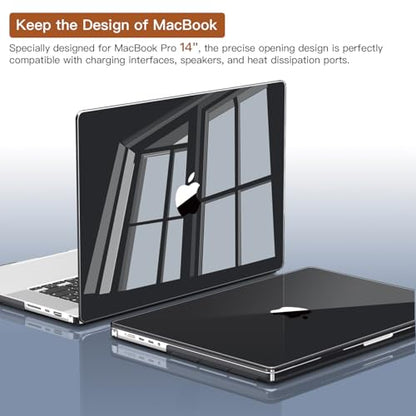 CISSOOK Compatible with MacBook Pro 14 inch Case 2021-2026, Hard Shell Case Keyboard Cover for MacBook Pro 14 M1 M2 M3 M4 M5, Clear Black - color: Clear Black