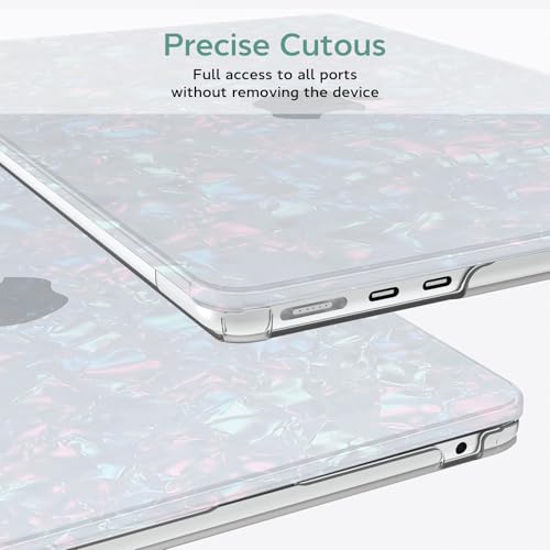 B BELK Compatible with MacBook Air 13 inch Case M5 2026 2025 2024-2022 M4 M3 M2 A3449 A3240 A3113 A2681, Plastic Hard Shell+Keyboard Cover+Screen Protector for MacBook Air 13.6 inch Case, Shiny Pearl - color: Shiny Pearl