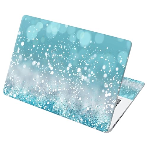 Universal Laptop Skin Sticker with 2 Wrist Pad Decals, 3-Piece Removable Vinyl Laptop Cover, Blue Glitter Waterproof Anti-Scratch, Easy-Trim Fit for 13.3" 14" 15.6" Laptops - color: Blue Glitter