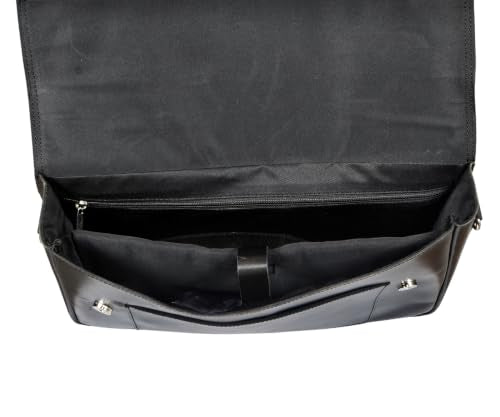 Full Grain Leather Briefcase for Men, Handcrafted Laptop Bag with Multiple Compartments,Fits 15.6 Inch Laptop - color: Black
