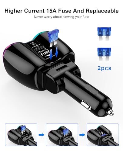 Cigarette Lighter Splitter, 180W 2-Socket Cigarette Lighter Adapter | SUPERONE 2026 Upgraded, Dual QC3.0 and 20W PD USB C Car Charger Splitter, for GPS/Dash Cam/Laptop/iPad/iPhone 17/16/15/14/13 - color: Pinkish Blue