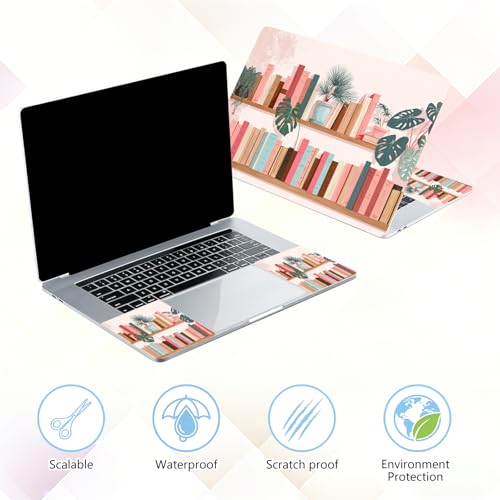 Laptop Skin Sticker Decal 15-15.6 Inch with Cute Mouse Pad, Universal Reusable Vinyl Sticker for 12.1 13 13.3 14 15.4 Inch Netbook and Notebook PC, Bookcase Plants - color: Bookcase Plants
