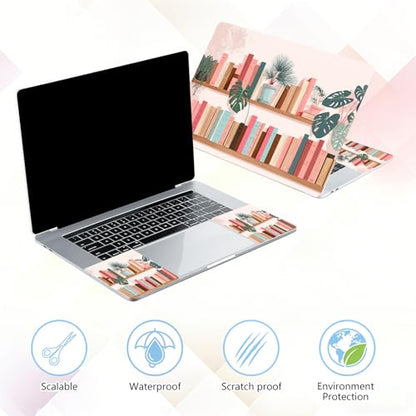 Laptop Skin Sticker Decal 15-15.6 Inch with Cute Mouse Pad, Universal Reusable Vinyl Sticker for 12.1 13 13.3 14 15.4 Inch Netbook and Notebook PC, Bookcase Plants - color: Bookcase Plants