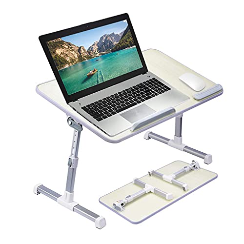 Amazon Basics Portable Foldable Adjustable Laptop Stand Tray Table Lap Desk for Bed and Couch, Fits up to 17-Inch Laptop, 12"x20", Cream - size: Medium