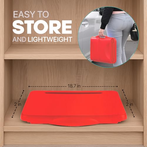 MAVOCRAFT Foldable Kids Lap Tray with Storage - Portable Lap Desk Kids & Adults - Kids Lap Desk for Breakfast in Bed, Serving Tray, Car Desk & Gaming (Red) - color: Red