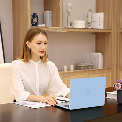 MOSISO Compatible with MacBook Air 13 inch Case M1 2021 2020 2019 2018 | A2337 A2179 A1932, Protective Hard Shell&Keyboard Cover&Screen Film&Pouch for MacBook Air 13.3 inch Case, Airy Blue - color: Airy Blue