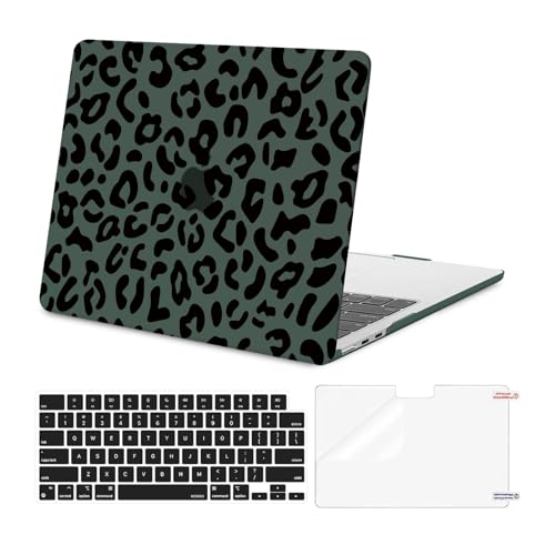 MOSISO Compatible with MacBook Air 13 inch Case M5 2026 M4 2025 M3 M2 2024-2022 A3449 A3240 A3113 A2681, 3 in 1 Leopard Grain Hard Case&Keyboard Cover&ScreenFilm for MacBook Air 13.6 Case, Green - color: Green