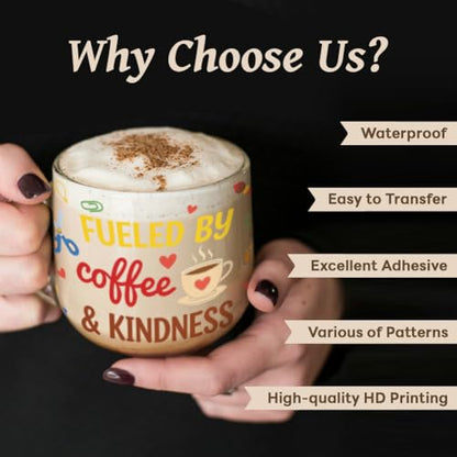 Peacoblue UV DTF Cup Wraps Transfer Stickers Teacher's Day Stationery Pattern, 10 Sheets Waterproof Custom Vinyl Transfer Sticker 16oz Coffee Glass Cup Tumbler Bottle Mug Decals for Men Women - style: Teacher's Day Stationery