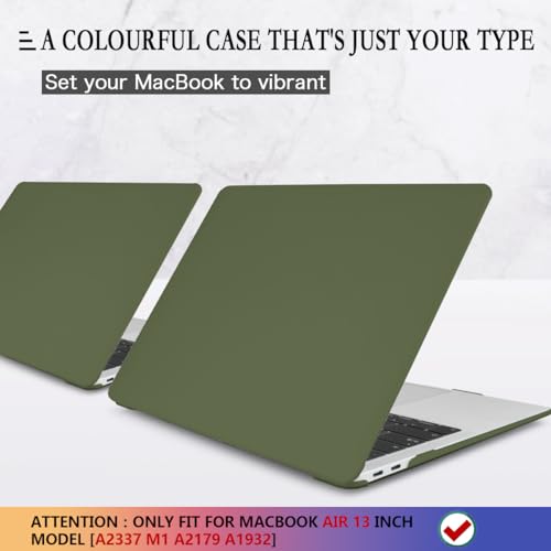 CISSOOK Compatible with MacBook Air 13 inch Case A2337 M1 A2179 A1932 Model 2021 2020 2019 2018 Release, Plastic Avocado Hard Shell Cover with Keyboard Cover for Air 13.3" with Touch ID, Avocado Green - color: Air13inch-Frosted Avocado Green