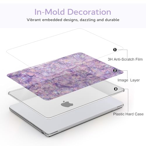 B BELK Compatible with MacBook Air 13 inch Case M5 2026-2022 M4 M3 M2 A3449 A3240 A3113 A2681, Plastic Hard Shell+Keyboard Cover+Screen Protector for MacBook Air 13.6 inch Case, Shiny Purple Pearl - color: Shiny Purple Pearl