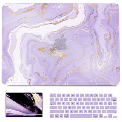 B BELK Compatible with MacBook Air 13 inch Case 2021 2020 2019 2018 M1 Chip | A2337 A2179 A1932, Plastic Laptop Hard Shell for MacBook Air 13.3 inch Case & Keyboard Cover &Screen Protector, Purple Marble - color: Purple Marble