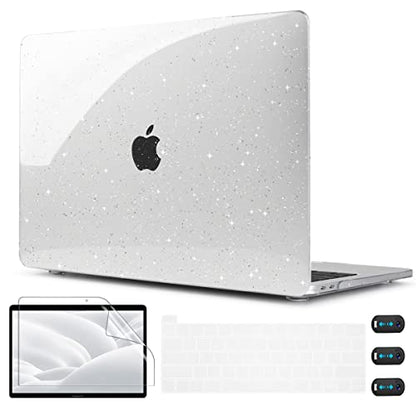CISSOOK Clear Glitter Case for MacBook Pro 13 Inch 2020-2025 Release A2338 A2251 A2289, Plastic Bling Hard Shell Case with Keyboard Cover for MacBook Pro 13 M1 M2 Sparkly | 4in1 Set Plastic Bling Hard Shell Case with Keyboard Cover for MacBook Pro 13 M1 M