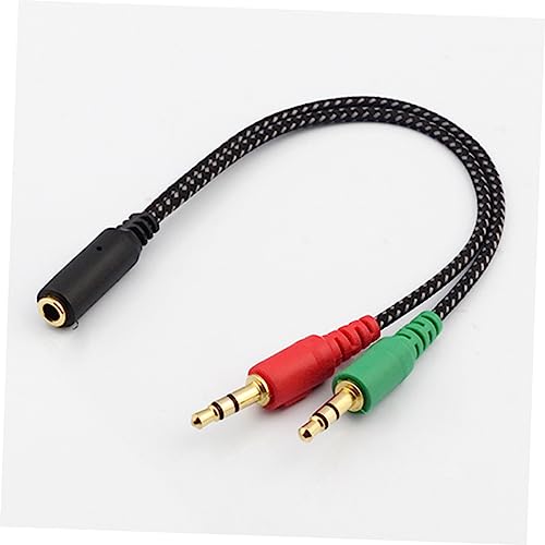 NUOBESTY Female to Dual Male Headset Adapter Cable Audio Splitter for Headphones Microphone Compatible with Laptop and Mobile Devices Durable Stereo Converter