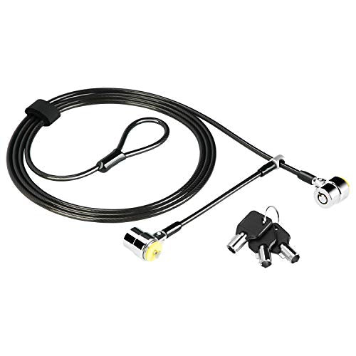 Daul Head Twin Cable Lock Lock for Laptops，Monitor 3 Keys 6.7Foot Lock Two Devices At The Same Time - color: Black Twin head