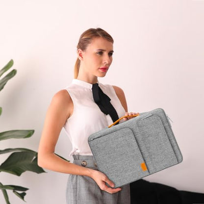 MOSISO 360 Protective Laptop Sleeve, 13-13.3 inch Notebook, Gray | Compatible with MacBook Air 13.6 M5 M4 M3 M2 M1/Neo/Pro 13/14,HP Dell ASUS Lenovo, Side Open Bag with 2 Pockets&Handle&Belt
