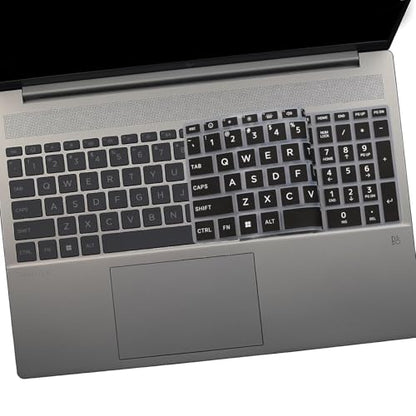 2 PCS Keyboard Cover for HP 15.6" Laptop 15-fc 15-fd 15z-fc000 15-fd0083wm 15t-fd000,HP OmniBook 5 AI 16" 16-ag 16-af 16-ba 16-bc 16z-ag100 16z-bc100 Series Laptop 16-af1037nr 16-bc1047nr-Black+Clear - color: Black+Clear