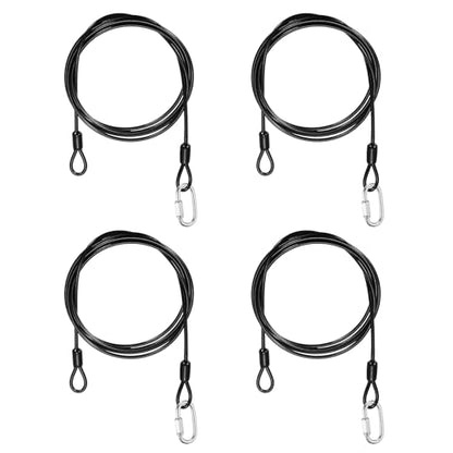 PATIKIL Security Cable Lock (1/8" Dia 4.9ft, Black)(4 Set) Vinyl Coated 304 Stainless Steel Double Loop Flexible Wire Rope Safety Cable with Quick Links Locking Connectors - color: Black, size: 4.9ft x 1/8"