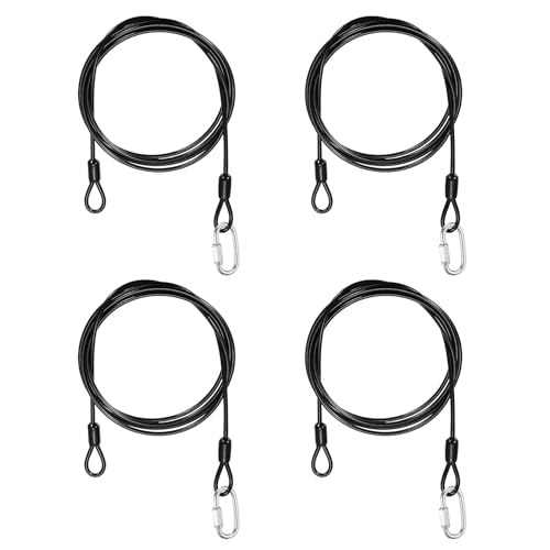 PATIKIL Security Cable Lock (1/8" Dia 4.9ft, Black)(4 Set) Vinyl Coated 304 Stainless Steel Double Loop Flexible Wire Rope Safety Cable with Quick Links Locking Connectors - color: Black, size: 4.9ft x 1/8"
