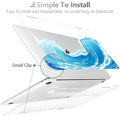 Batianda AstroGrid Case for MacBook Air 13 inch 2018-2020, Blue Waves | Fits Model A2337 M1/A2179/A1932, with Blue Ocean Wave Design, Slim Hard Shell For Surfers, Students And Beach Lovers - color: Blue Waves