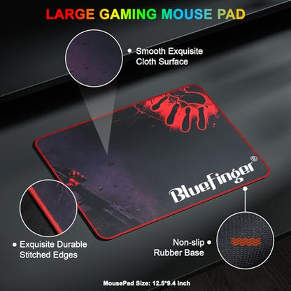 BlueFinger RGB 87 Keys Gaming Keyboard and Backlit Mouse Combo, USB Wired Rainbow Keyboard, Gaming Keyboard Set for Laptop PC Computer Game and Work(Black & Gray) - color: Black & Gray
