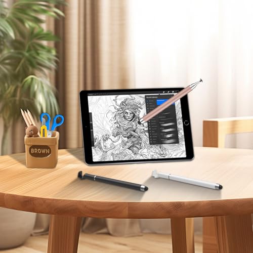 3 in 1 Stylus Pen for Touchscreen,iPad,iPhone,Stylus Pens | LAPOCOVER Stylus Pens,High Precision & Sensitivity, Compatible for iPad/Android Tablets, Laptop and Touchscreens - color: Black/White/Rose Gold