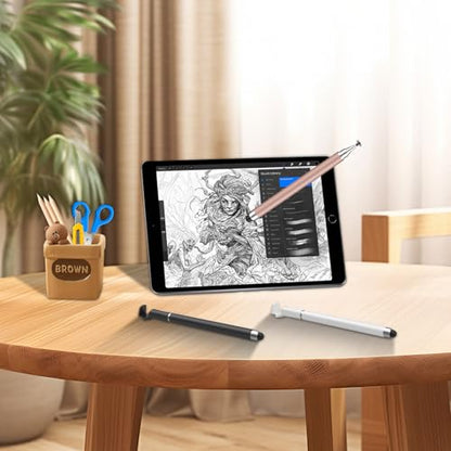 3 in 1 Stylus Pen for Touchscreen,iPad,iPhone,Stylus Pens | LAPOCOVER Stylus Pens,High Precision & Sensitivity, Compatible for iPad/Android Tablets, Laptop and Touchscreens - color: Black/White/Rose Gold