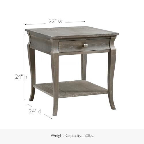Leick Home 11607-GW Luna One Drawer Side Table and Shelf, Gray Wash - color: Grey
