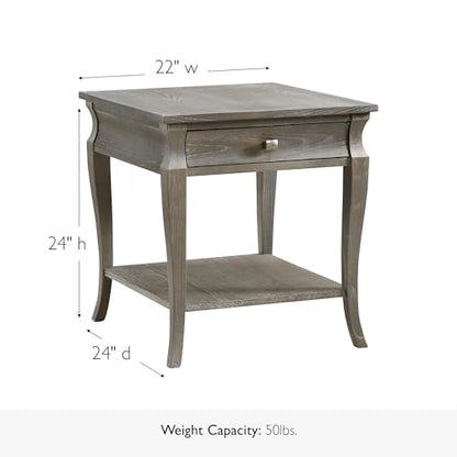 Leick Home 11607-GW Luna One Drawer Side Table and Shelf, Gray Wash - color: Grey
