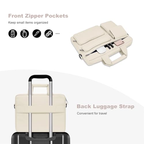 MOSISO Laptop Shoulder Bag 16 inch, 15-15.6 inch Computer Bag | Compatible with MacBook Pro 16 inch, HP, Dell, Lenovo with 2 Raised&1 Flapover&1 Horizontal Pocket&Handle&Belt, Sand - color: Sand, size: 16 inch