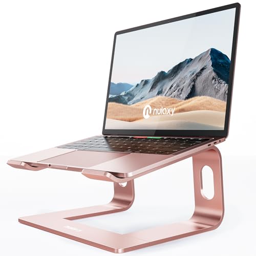 Nulaxy Full Aluminum Laptop Stand, Stable Support to 22 lbs, Rose Gold | Detachable for Portable Storage, Easy Setup, Saves Desk Space, Compatible with 10-16 Inch Laptops, Office Desk Accessories - color: D-Rose Gold