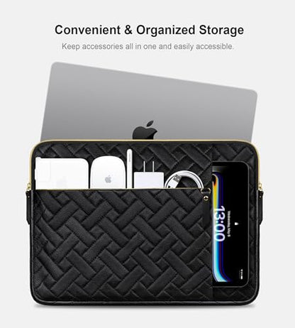 Lacdo Laptop Sleeve Case for 14 inch New MacBook Pro M5 Pro/Max A3426 A3427 (2026), M5/M4/M3/M2/M1 A3434 A3112 A3401 A3185 A2918 A2992 A2779, 13.8 inch Surface Laptop 7th Computer Bag, Elegant Black - color: Elegant Black, size: New MacBook Pro 14 Inch