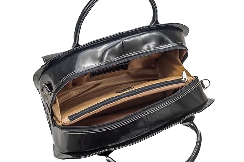 McKlein W Series, Glen Ellyn, 15" Leather Detachable -Wheeled Ladies' Laptop/Computer & Tablet Business Briefcase Bag/Women's Rolling Overnight Travel Bag, Removable trolley case - color: Black