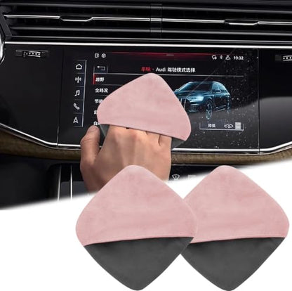 BFXM 2PCS Car Screen Cleaner, 4.1''×4.1'' Pink Microfiber Dashboard Wipes | Square Microfiber Cloth, Automotive Display Wipes,Vehicle Screen Cleaner Tool for Dashboard Display, Car Interior Tool - color: Pink& Grey
