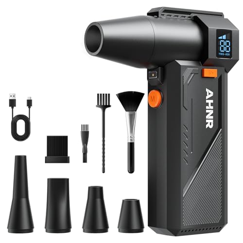 AHNR Compressed Air Duster, 160,000RPM Electric Air Duster Blower for PC | 3-Gear Adjustable Mini Air Duster Rechargeable with Brushless Motor, Dust Blower for Computer, Keyboard, Home, Outdoor & Car