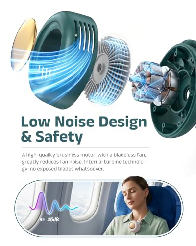 Personal Fan Clip-On, 360° Rotatable Portable Silent Mini Bladeless Fan | 3-Speed Personal Clip On Fan Rechargeable Whirlwind Clip Fan for Shirt Waist Outdoor, Travel, Home - color: Green