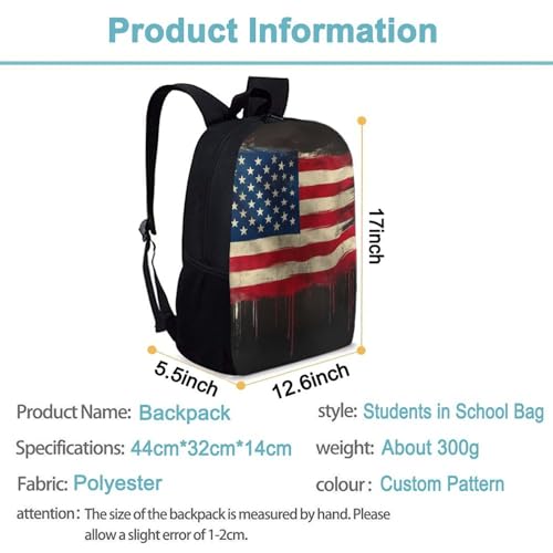 Fashion Computer Bag, Durable Travel Laptop Backpack, Water Resistant College Bag For Women Men American Flag Art - color: Color561