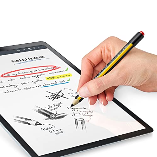 STAEDTLER Noris Jumbo Digital Stylus Pen with Eraser for Touchscreens: No Charging, Thick Triangular Barrel for Comfort, Works with Samsung Galaxy Tab, Kindle Scribe & More, Replacement Nibs & Tool