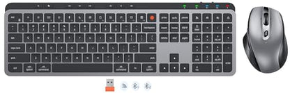MEETION Wireless Keyboard and Mouse Combo, Rechargeable, Full Size - Gray | Dual Bluetooth and USB connectivity, ergonomic mouse with 4 adjustable DPI, compatible with Windows, Mac, PC, laptop and iPad - color: Full Size Black