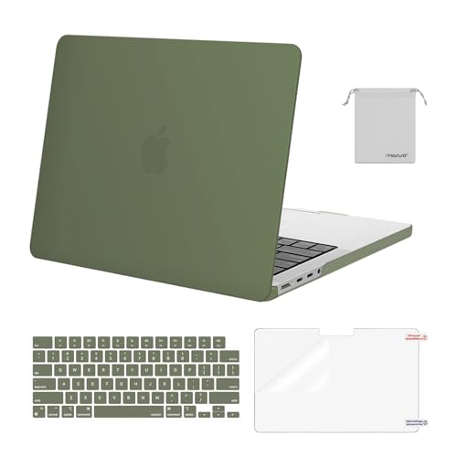 MOSISO Compatible with MacBook Pro 14 inch Case M5 2026 M4 2025 M3 M2 M1 2024-2021 A3427 A3426 A3434 A3112 A3185 A3401 A2918 A2992 A2779 A2442,Hard Case&Keyboard Skin&ScreenFilm&Pouch, Army Green - color: Army Green