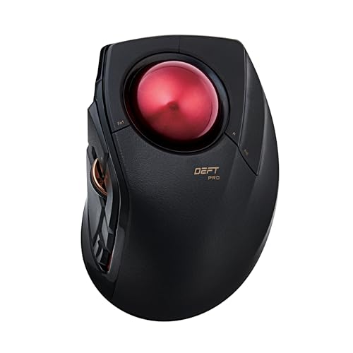 ELECOM DEFT PRO Trackball Mouse, Wired, Wireless, Bluetooth 3 Types Connection, Ergonomic Design, 8-Button Function, Red Ball, Windows11, MacOS (M-DPT1MRXBK) - style: Trackball Mouse