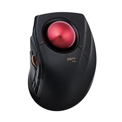ELECOM DEFT PRO Trackball Mouse, Wired, Wireless, Bluetooth 3 Types Connection, Ergonomic Design, 8-Button Function, Red Ball, Windows11, MacOS (M-DPT1MRXBK) - style: Trackball Mouse